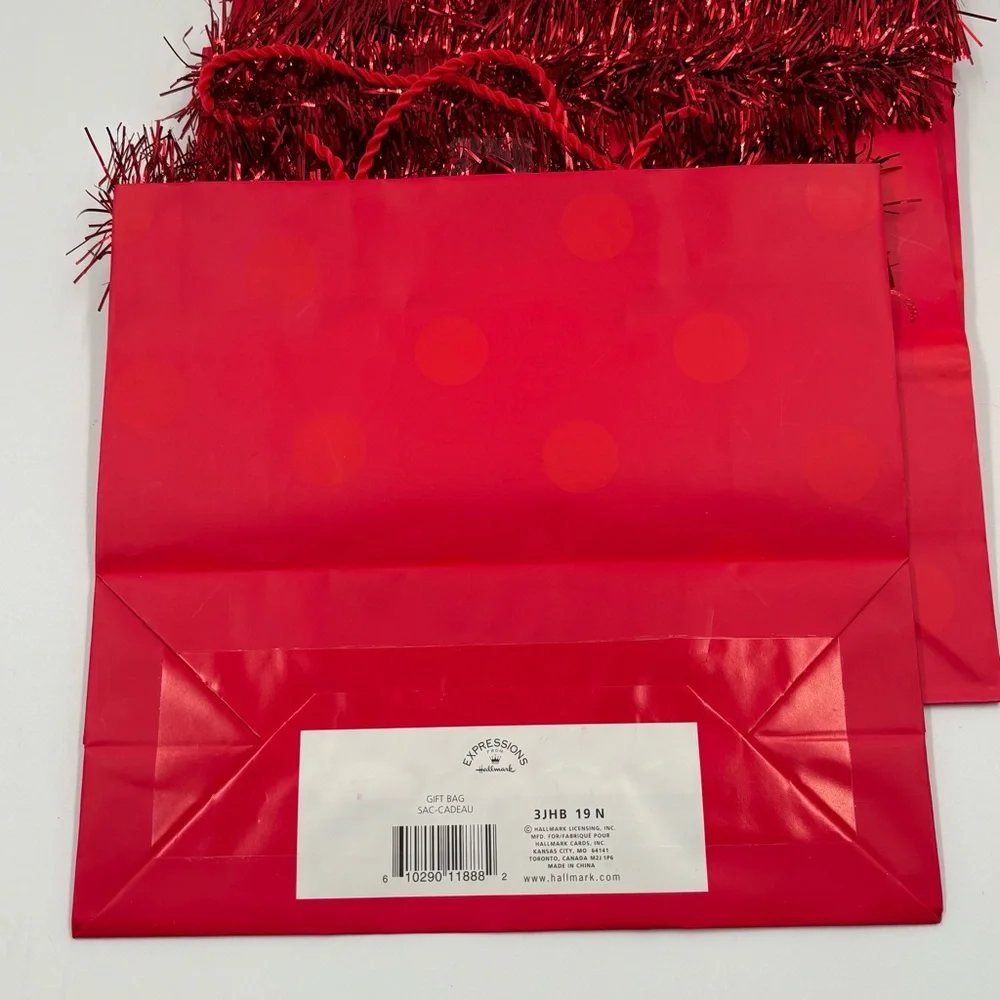 Set of 6 Hallmark Expressions Red Glitter Gift Bags - Whoop dee Doo!